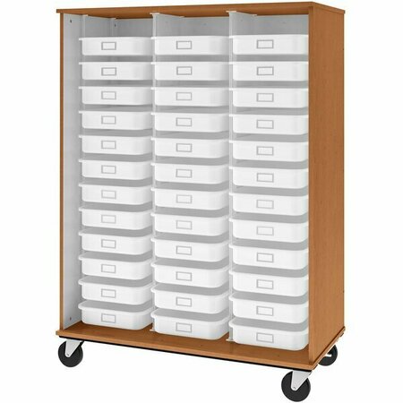 I.D. SYSTEMS 67'' Tall Medium Cherry Mobile Open Storage Cabinet with 36 3 1/2'' Trays 80274Z67003 538274Z67003